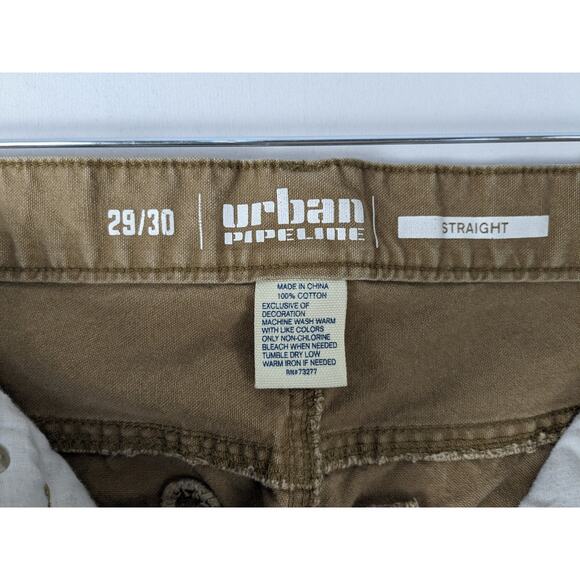Urban Pipeline Pants Mens 29x30 Relaxed Fit Straight Leg Tan Chino 5 Pocket - Picture 6 of 6